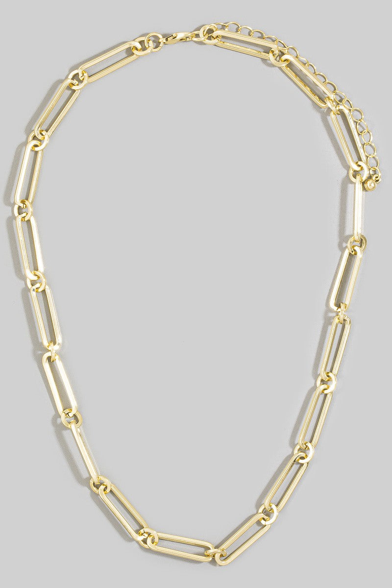 Chunky Paper Clip Chain Necklace-Gold