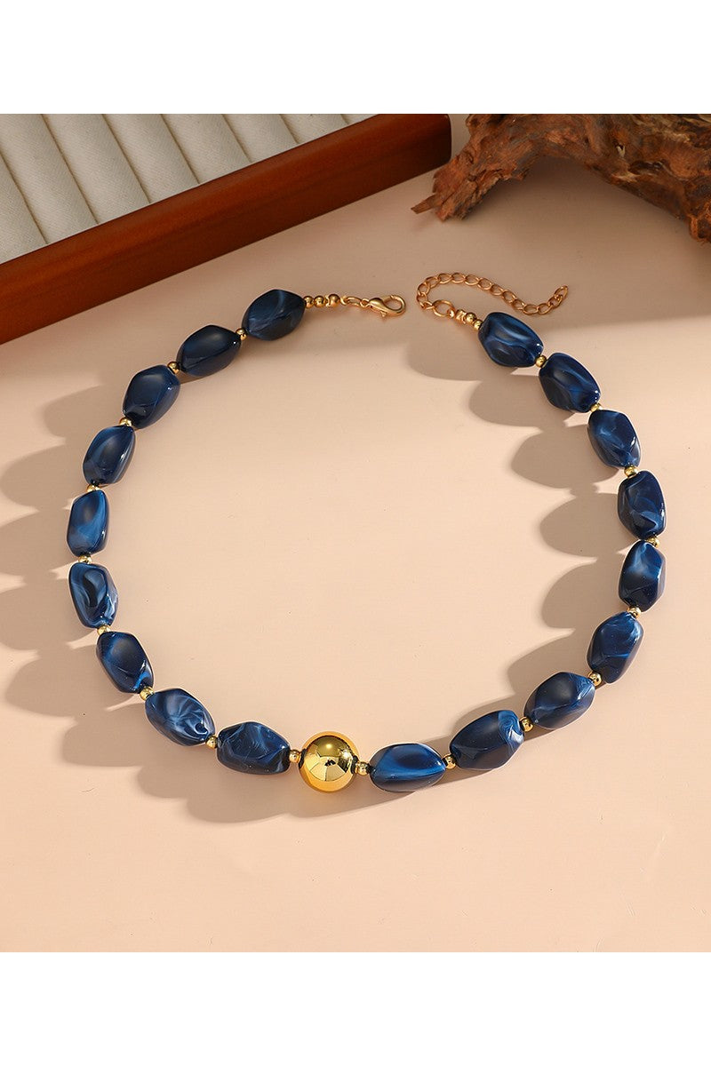 Tumbled Gold Center Bead Fall Necklace