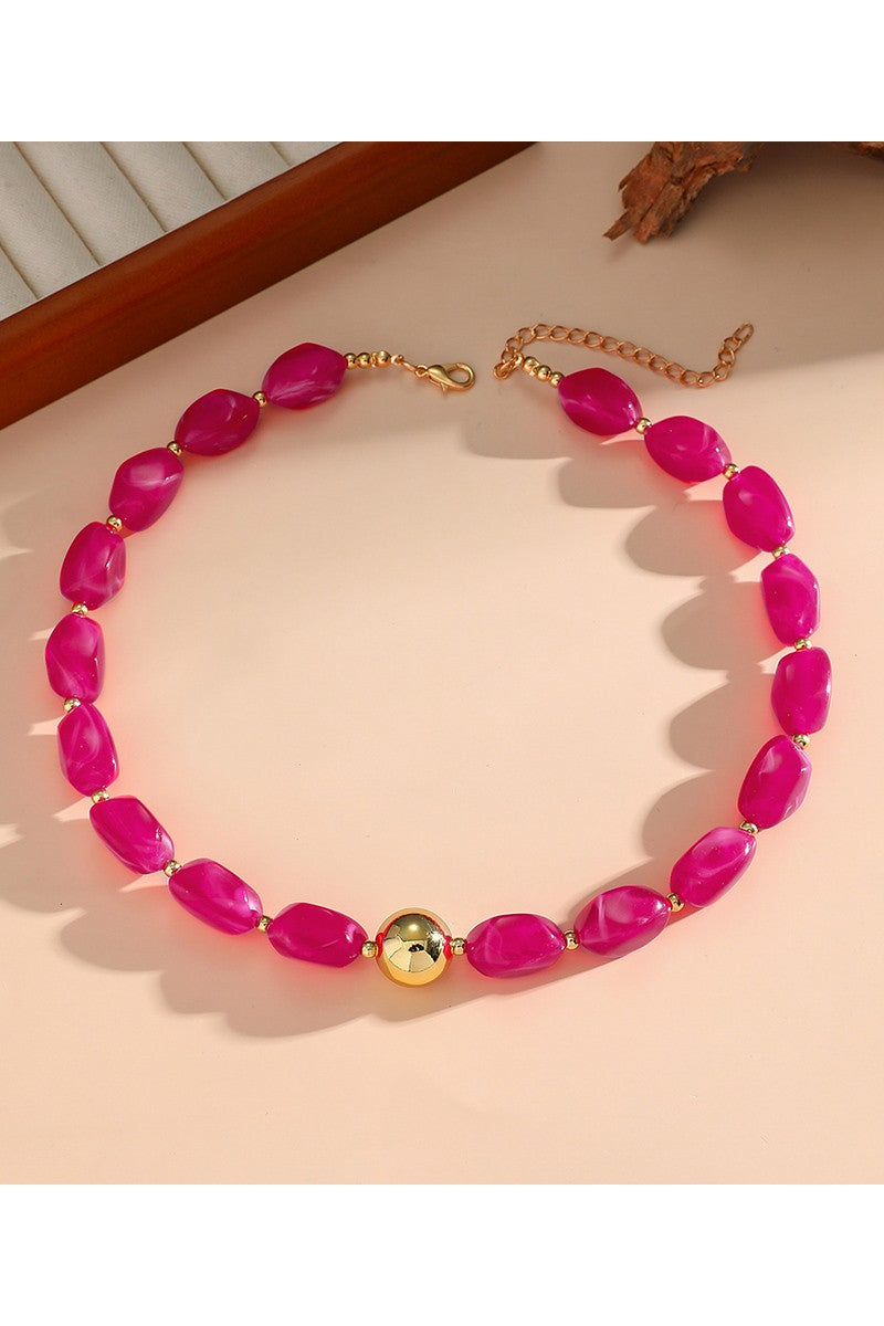 Tumbled Gold Center Bead Fall Necklace