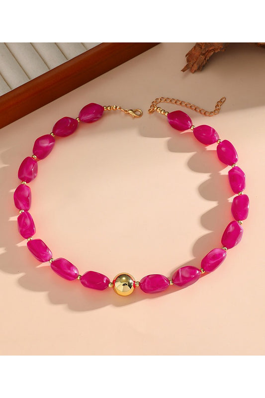 Tumbled Gold Center Bead Fall Necklace