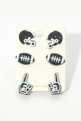Acrylic Football Theme Stud Earring Set