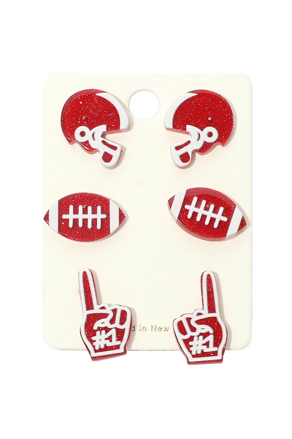 Acrylic Football Theme Stud Earring Set