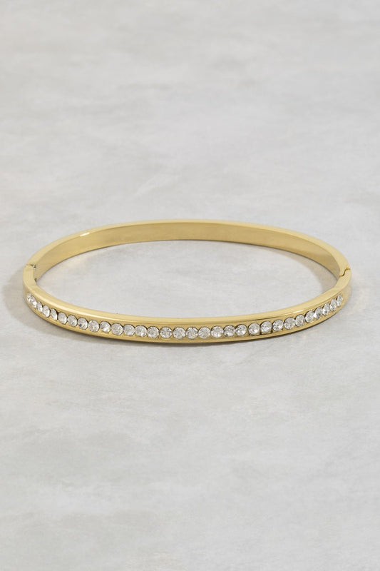 Inlay CZ Stone Bangle Bracelet-Gold