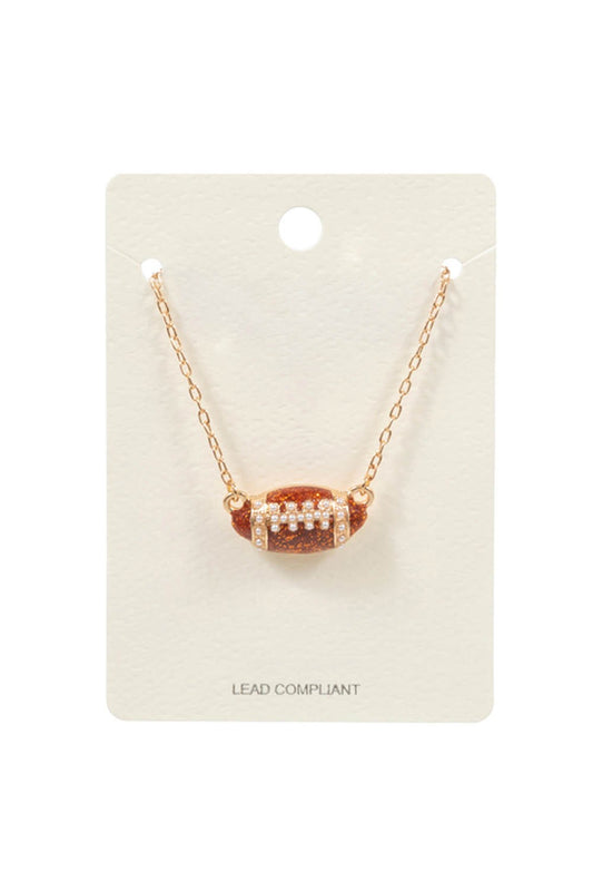 Glitter & Pearl Accent Football Necklace