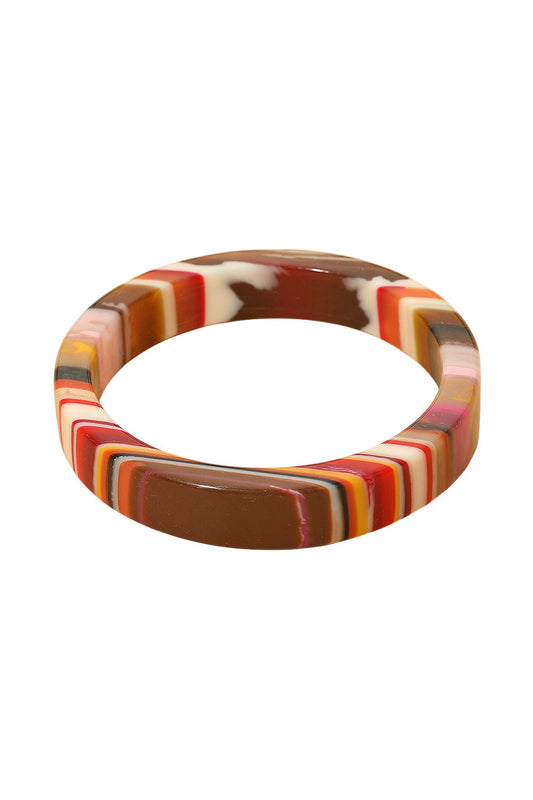 Striped Resin Thin Bangle Bracelet