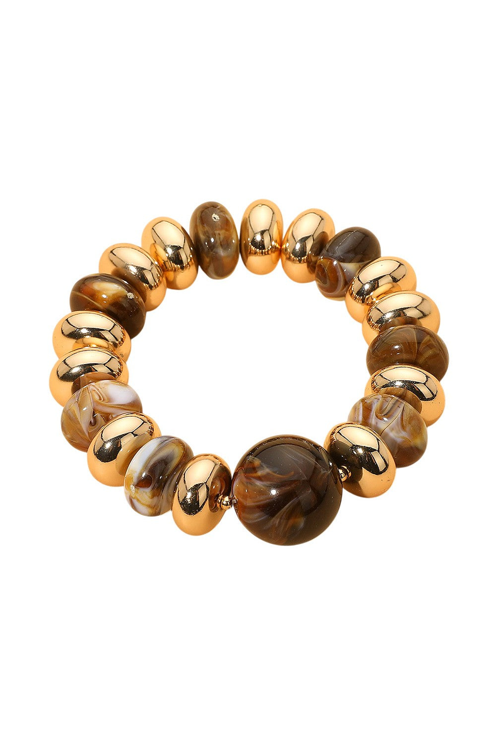 Chunky Ball Marbled Disk Beaded Bracelet