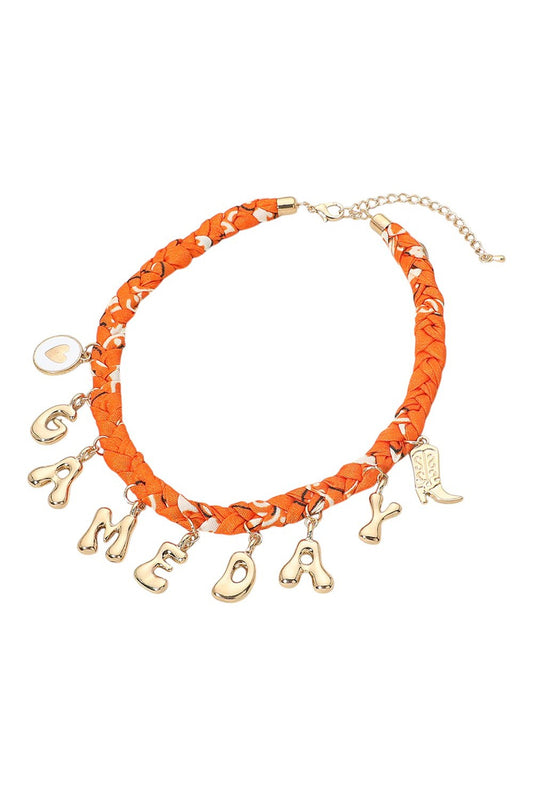 Braided Scarf Game Day Charm Necklace