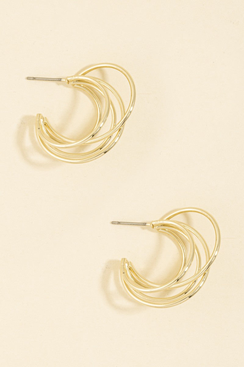 Layered Thin Hoop Earrings-Gold