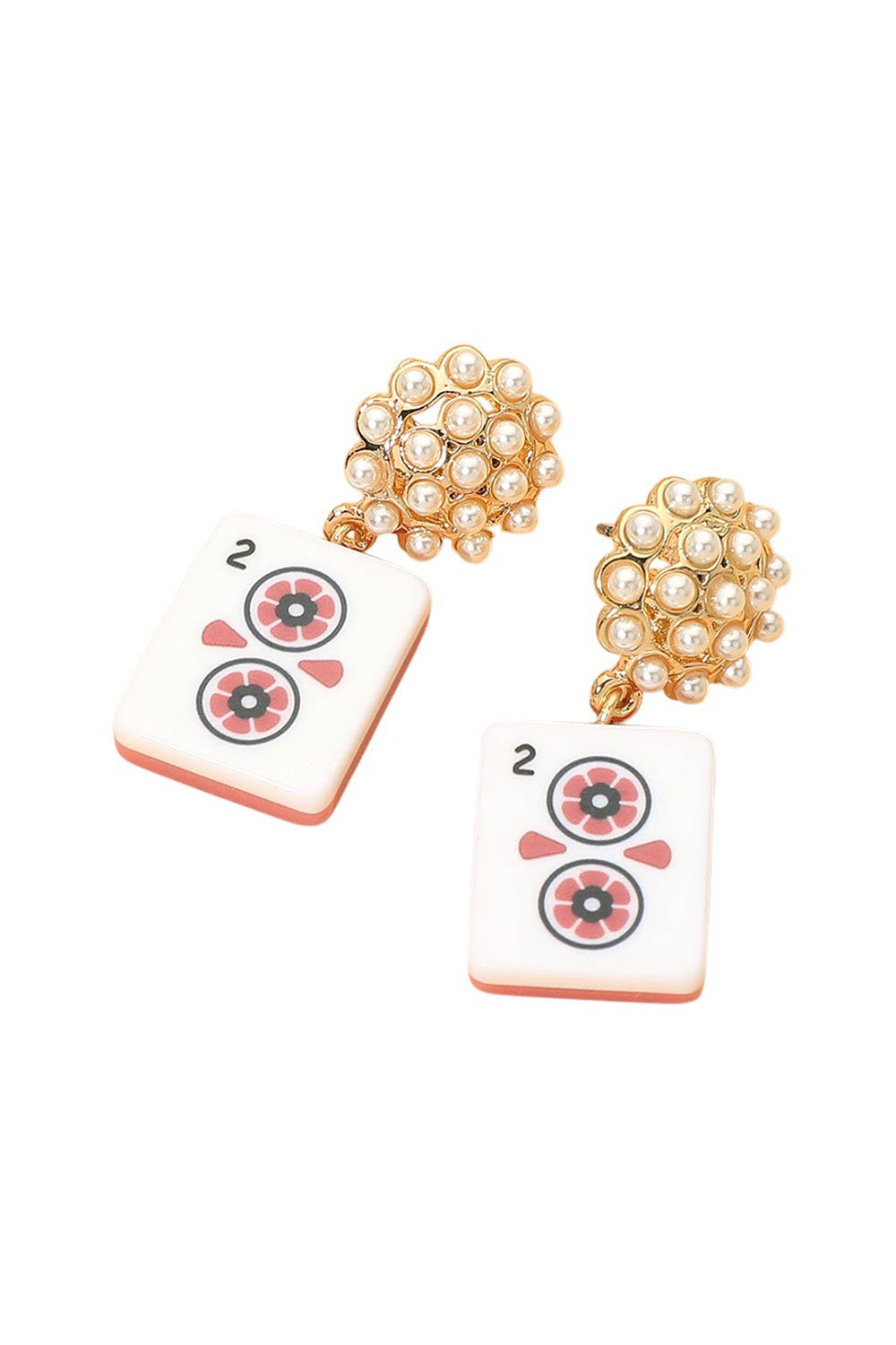 Pearl Cluster Mahjong Tile Drop Earring