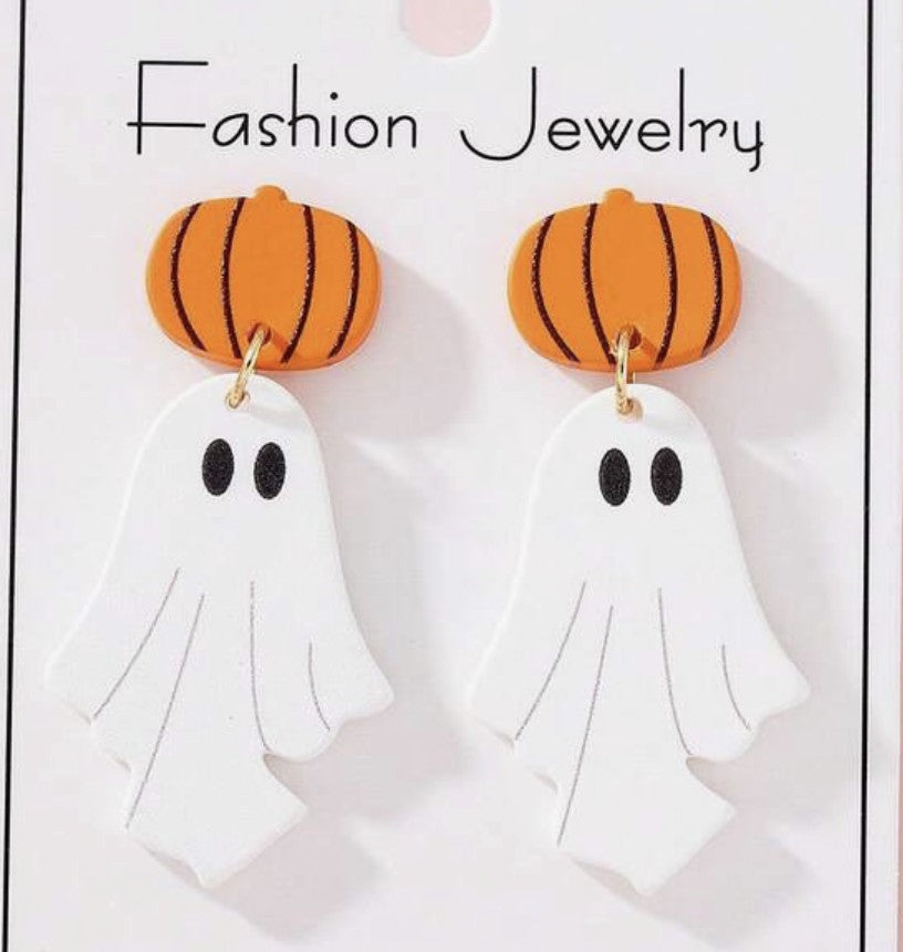 Ghost & Pumpkin Acetate Earring