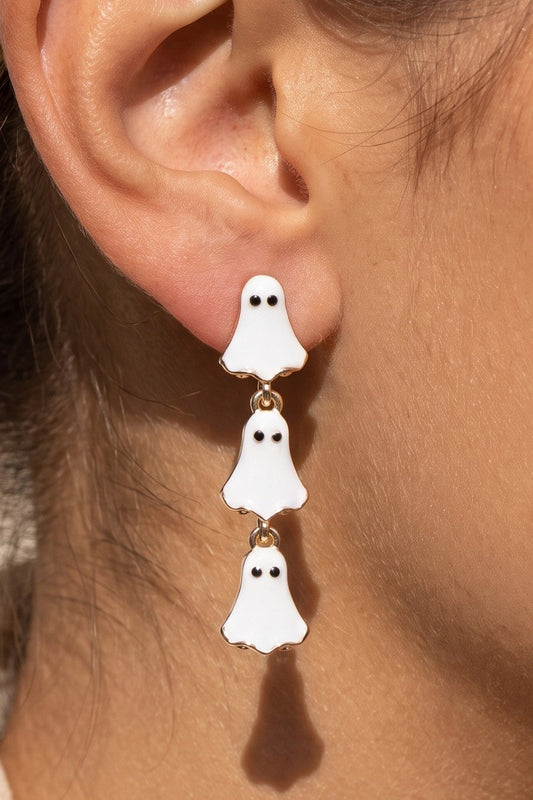 Enamel Ghost Triple Drop Earring