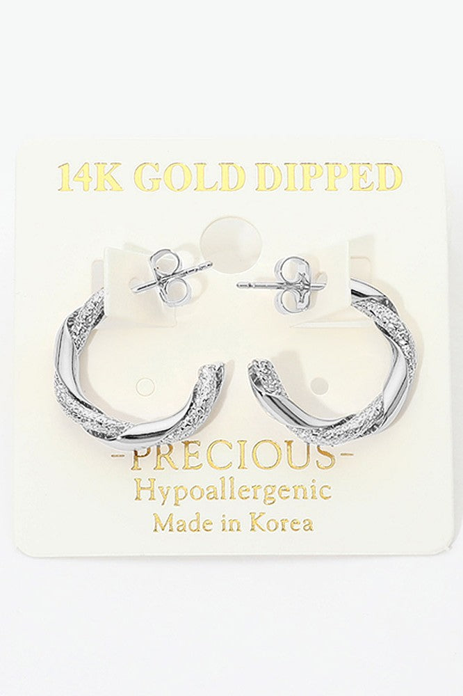 Twist Sparkle Small Hoop Earring