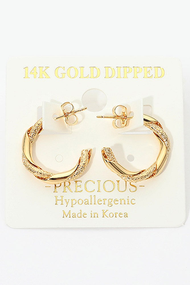 Twist Sparkle Small Hoop Earring