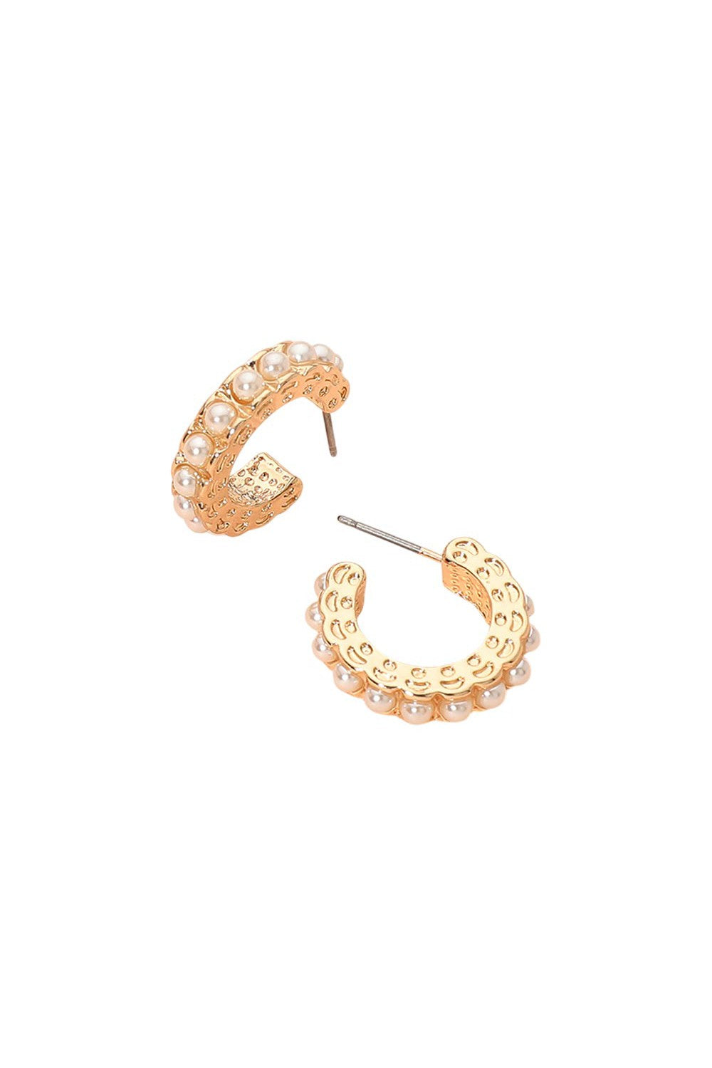 Thick Pearl Studded Hoop Earring
