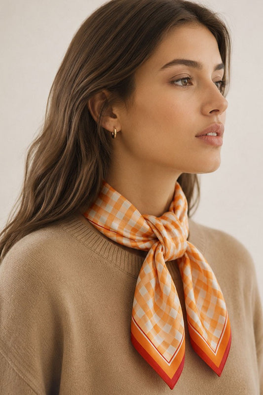 Orange Gingham Fall Scarf