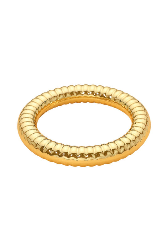 Gold Ribbed Chunky Bangle Bracelet