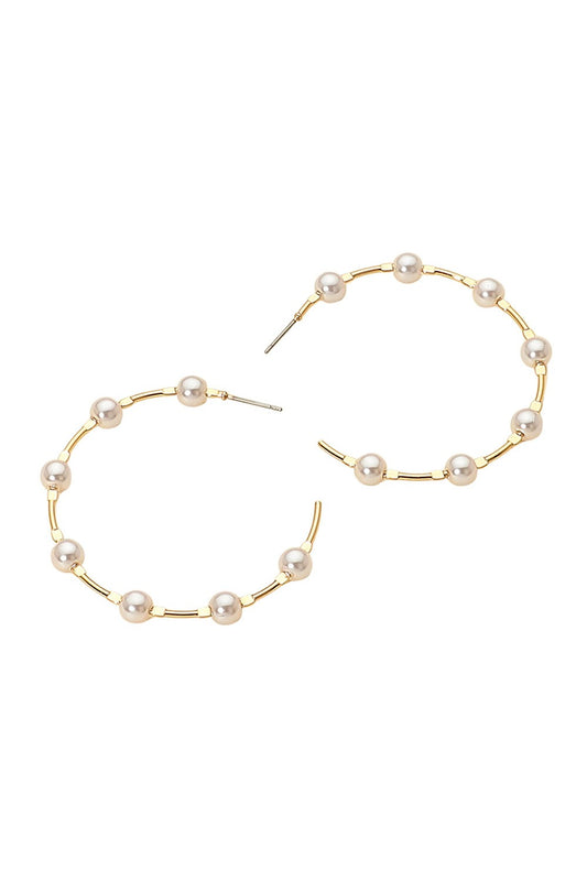 Spaced Pearl Hoop Earring