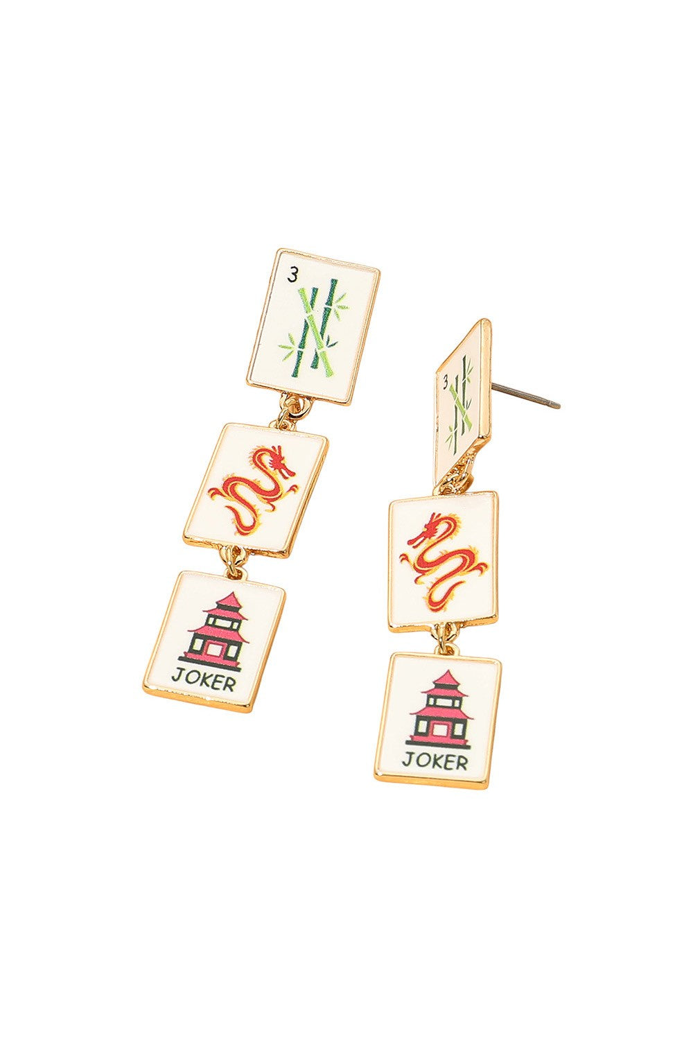 Mahjong Triple Tile Drop Earring