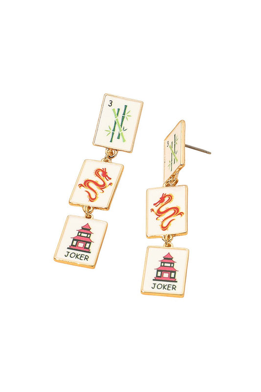 Mahjong Triple Tile Drop Earring