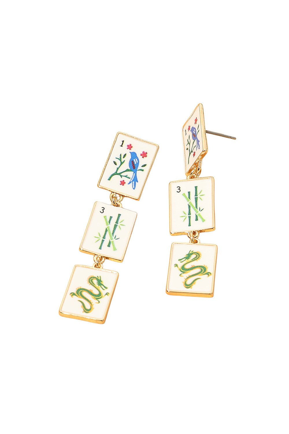 Mahjong Triple Tile Drop Earring