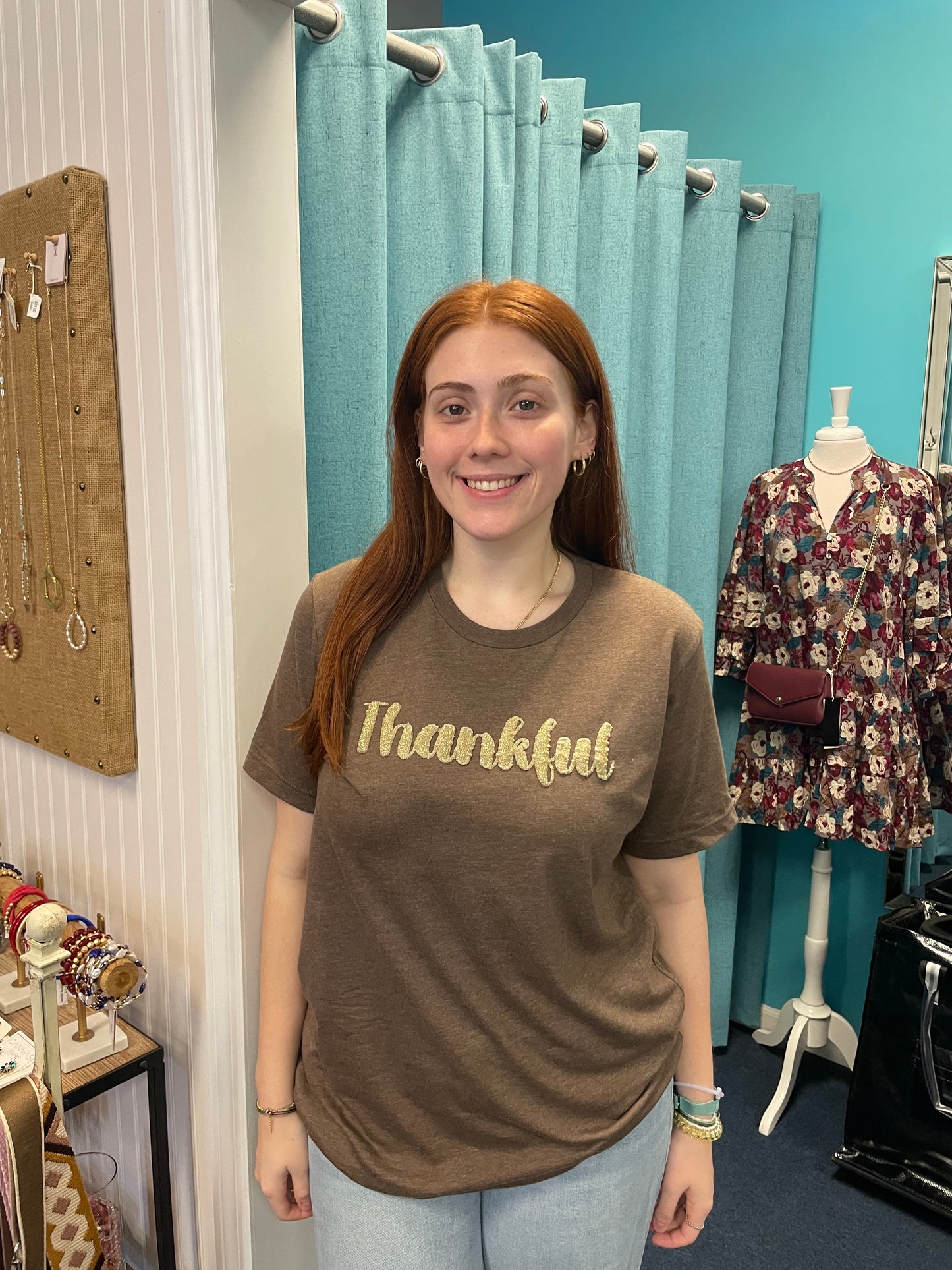 Thankful Puff T-Shirt-Brown