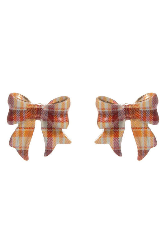 Fall Plaid Bow Stud Earring