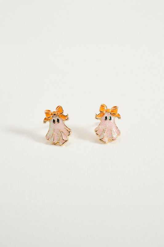Glitter Ghost w/Bow Stud Earring
