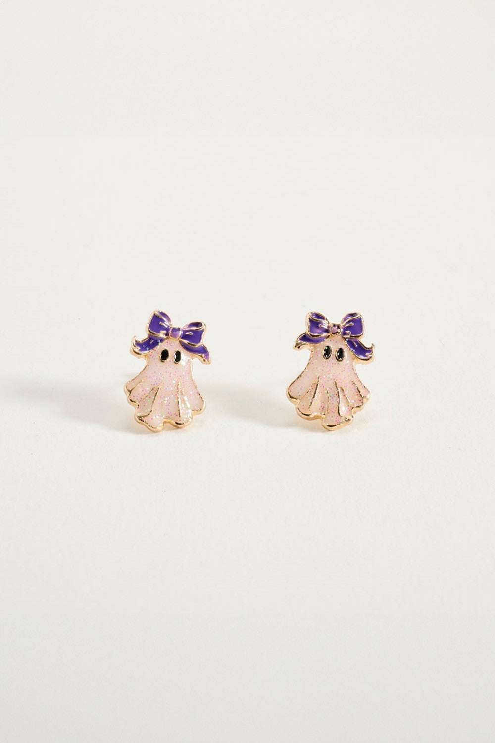 Glitter Ghost w/Bow Stud Earring