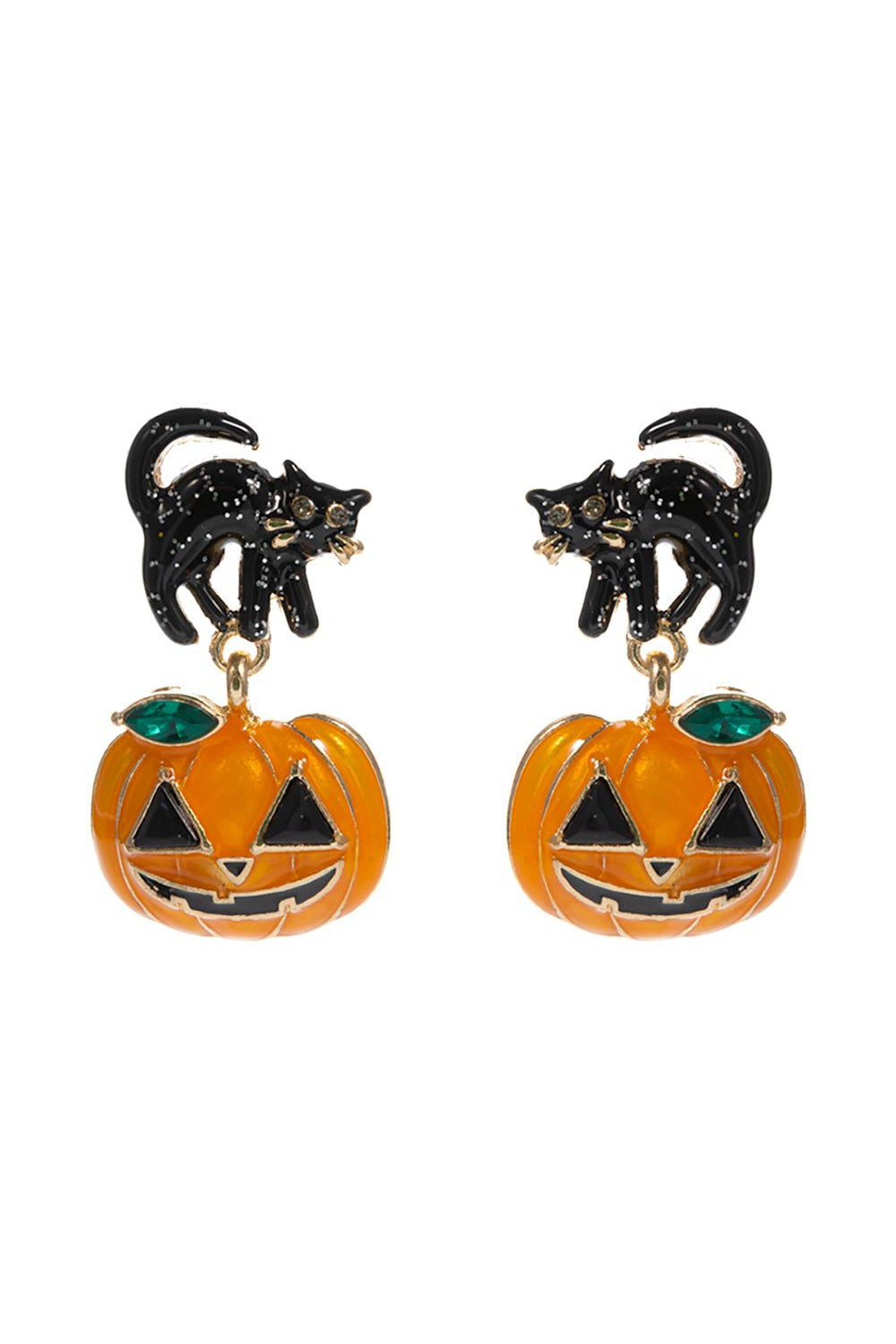Black Cat Jack-O-Lantern Drop Earring