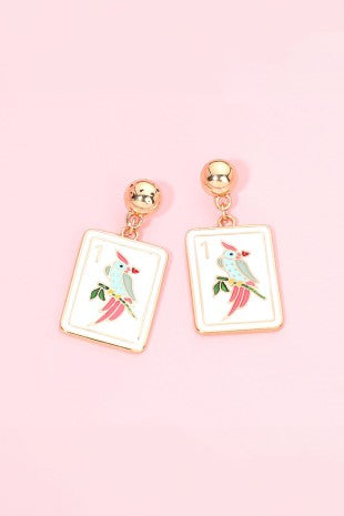Gold Ball Mahjong Tile Drop Earring