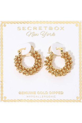Mini Bead Cluster Hoop Earring-Gold