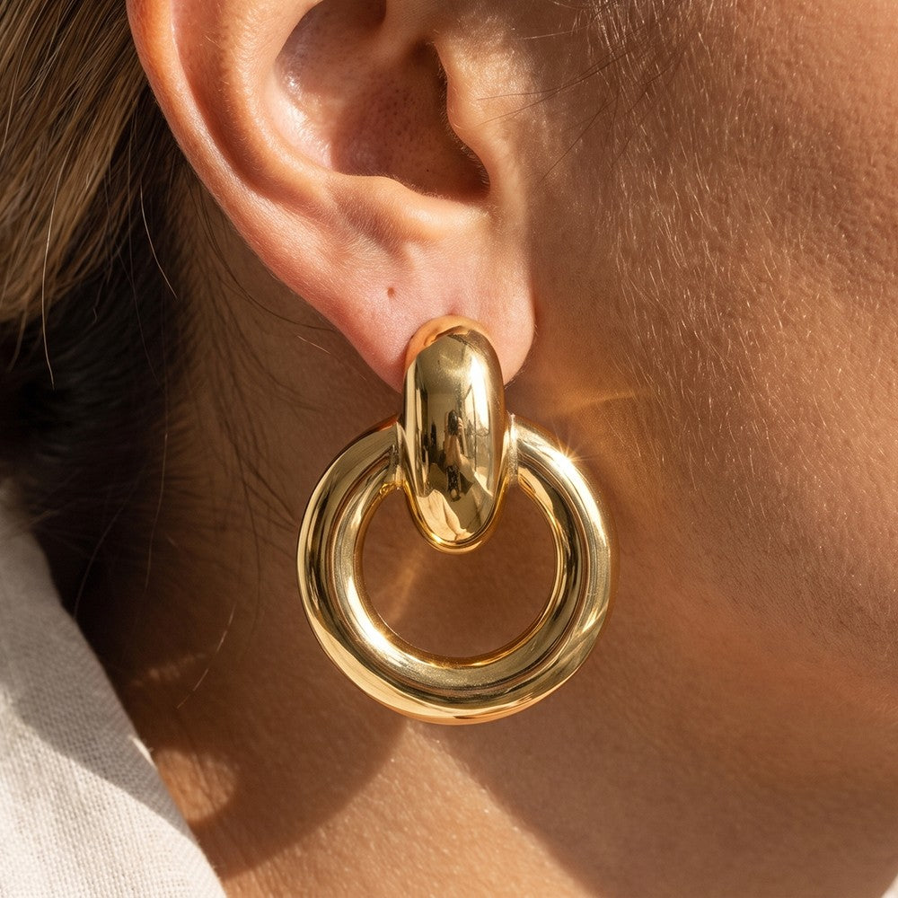 Large Door Knocker Earring-Gold