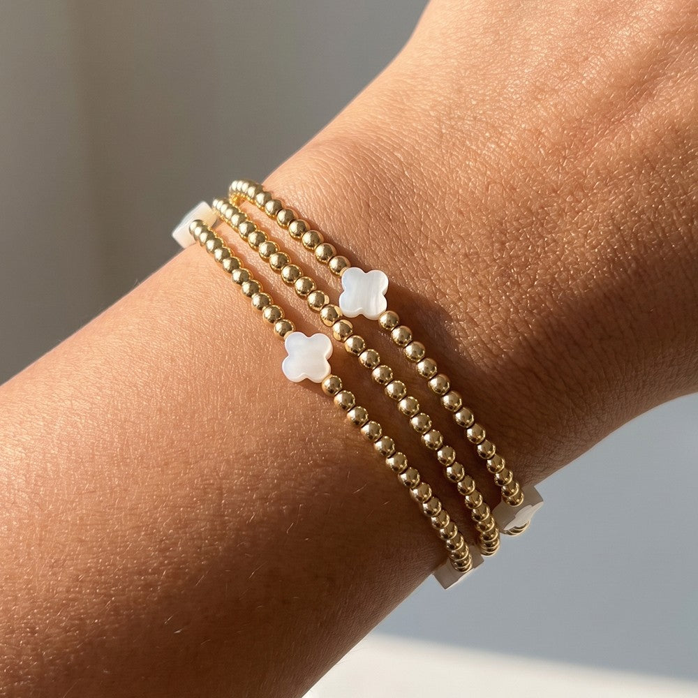 Mother of Pearl Clover Ball Bead Bracelet