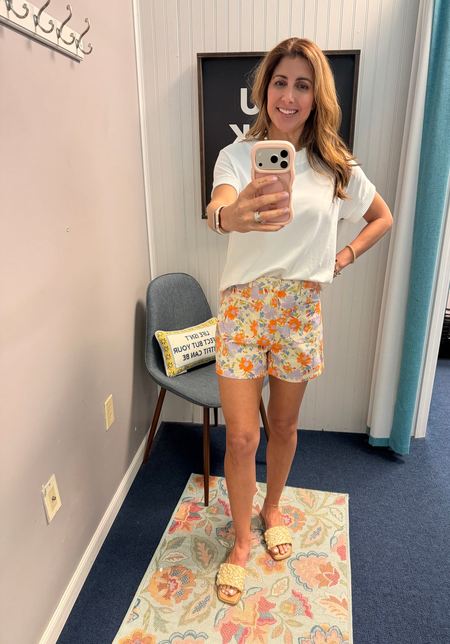 Botanical Floral Front Pocket Shorts-Multi
