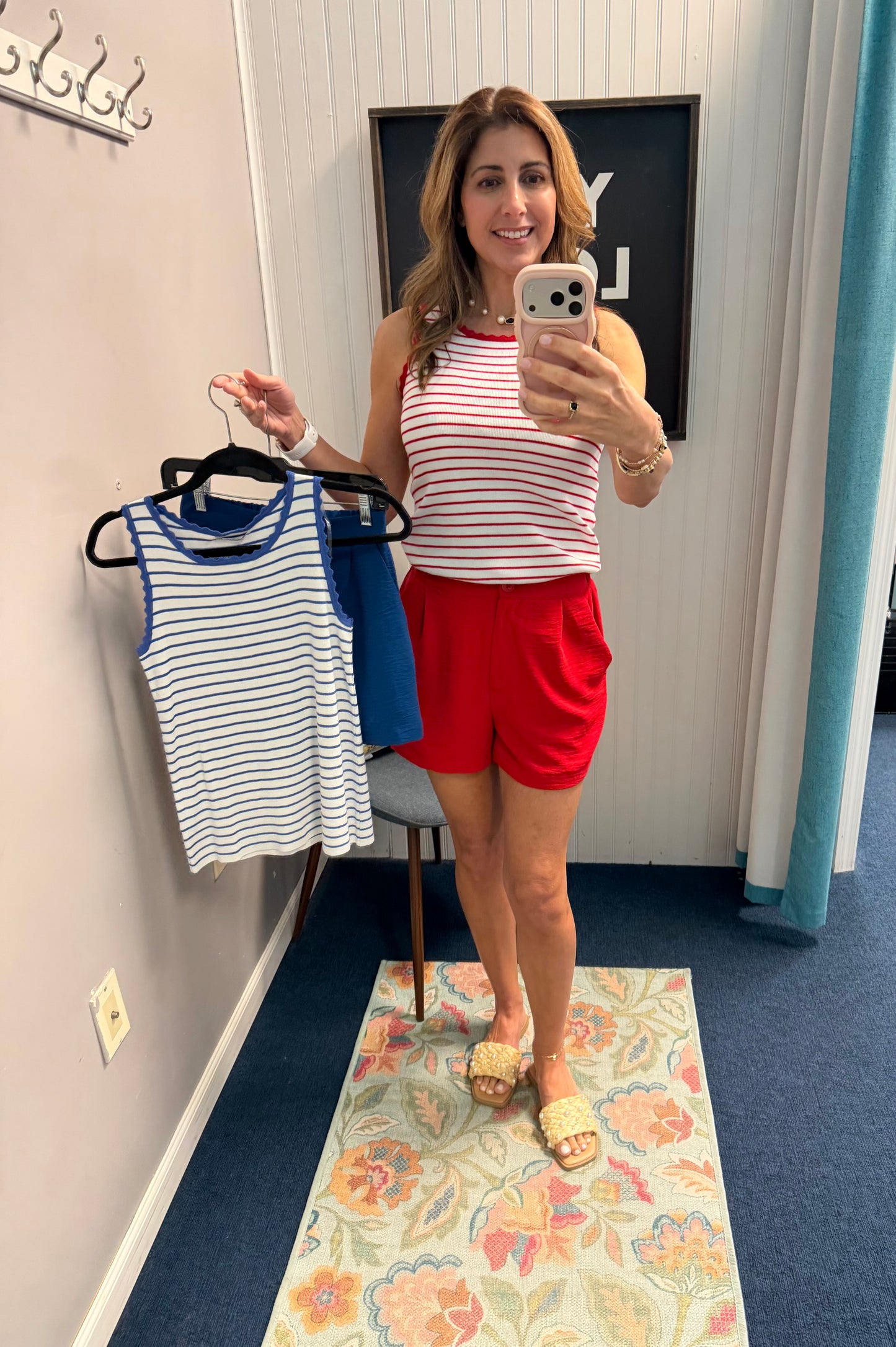 Striped Scallop Edge Tank Sweater