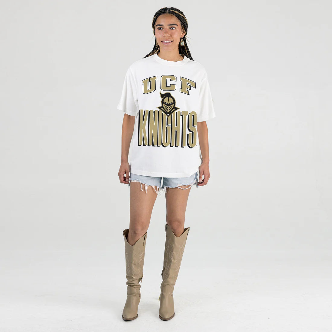 UCF Knights Washed Relaxed Fit T-Shirt-White