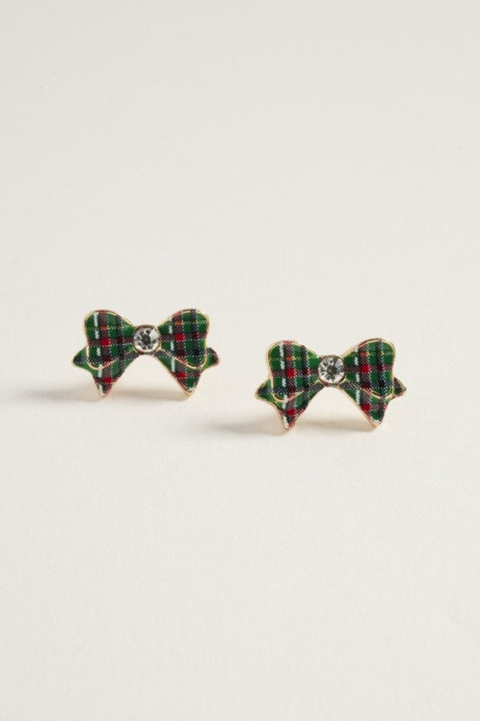 Holiday Bowtie Rhinestone Stud Earring