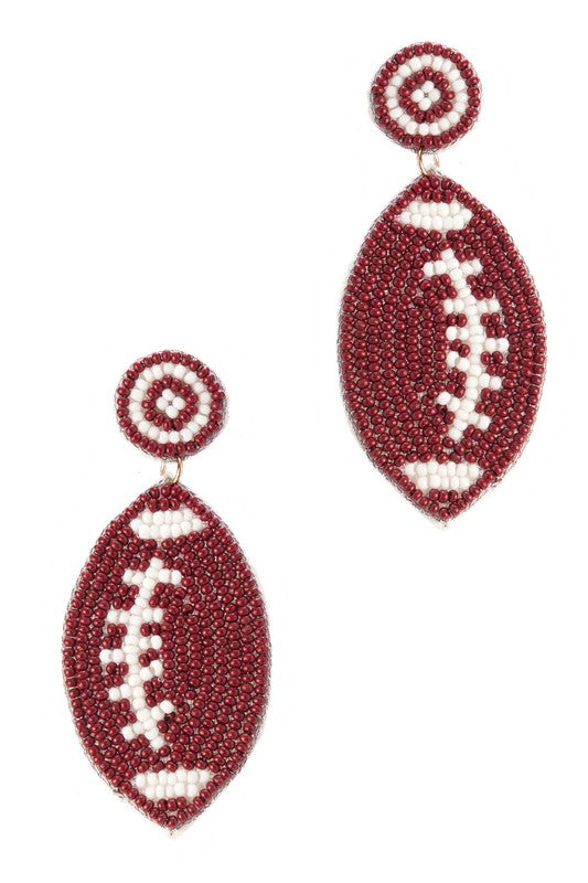 Football Beaded Drop Earring