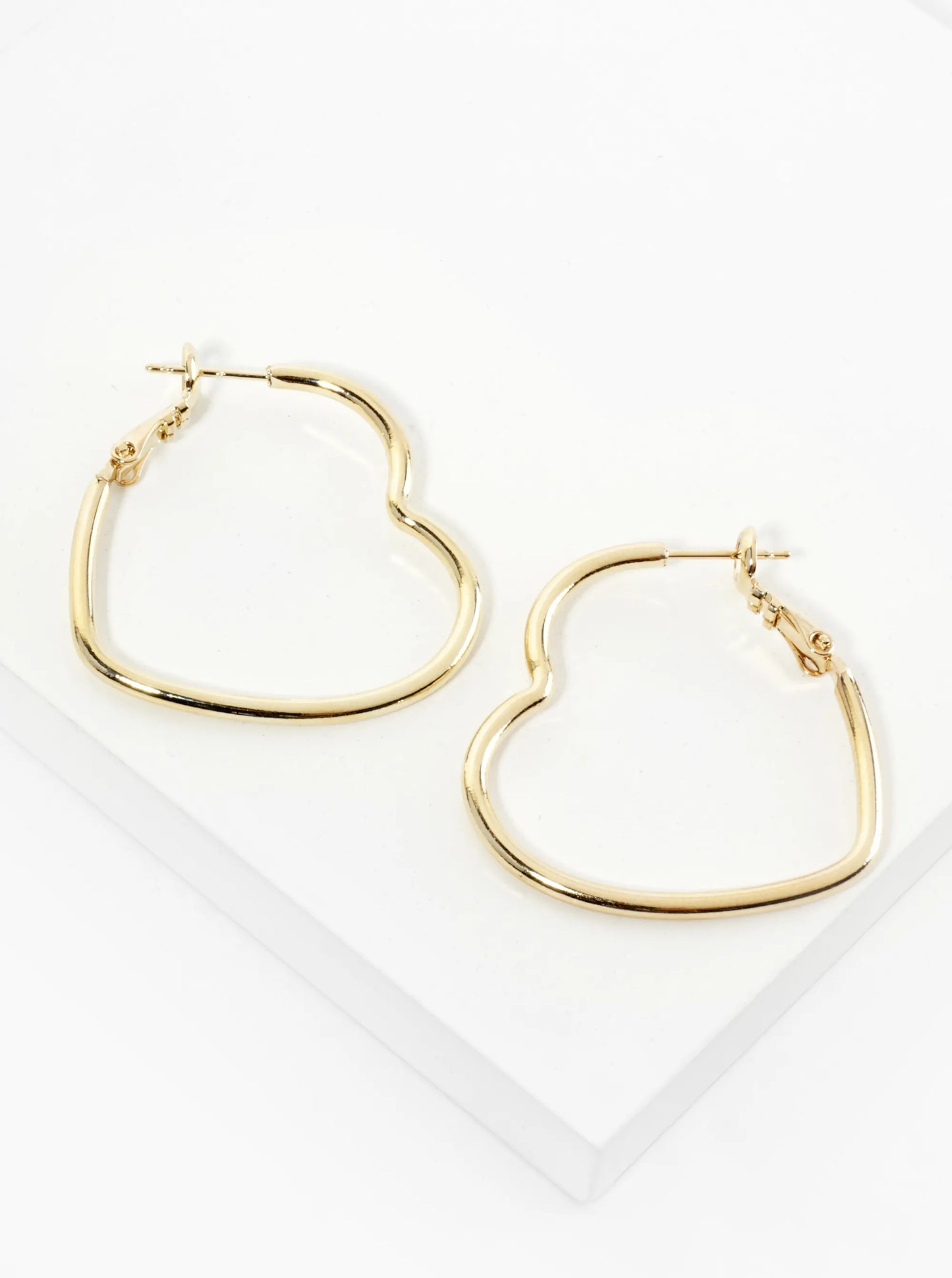 Large Polished Heart Outline Hoop Earring