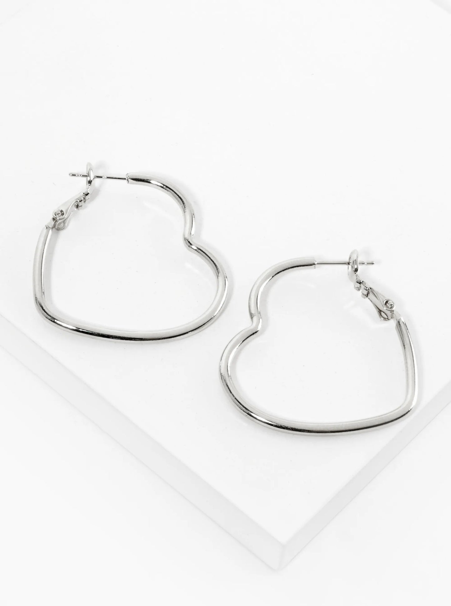 Large Polished Heart Outline Hoop Earring