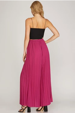 Wide Leg Pleated Chiffon Pants