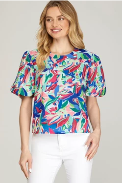 Floral Puff Sleeve Top