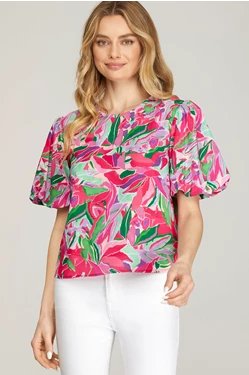 Floral Puff Sleeve Top