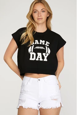 Solid Crop Gameday Sweater