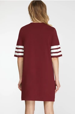 Solid Football Sequin Striped Sleeve Dress