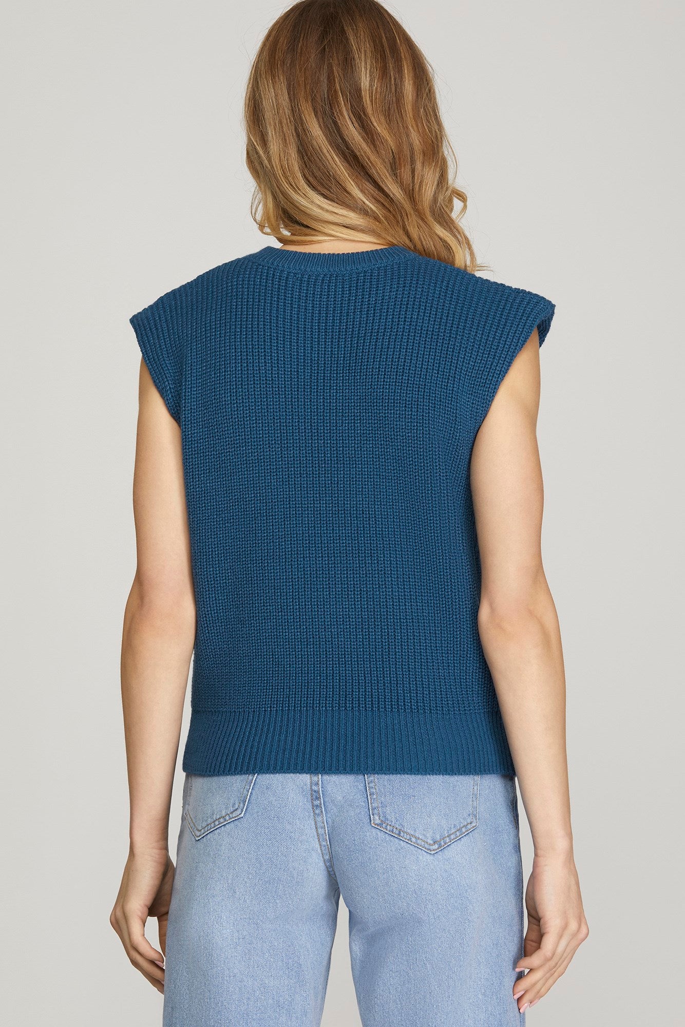 Solid Round Neck Drop Shoulder Sweater