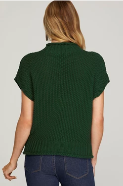 Solid Drop Shoulder Mock Neck Sweater-Fall