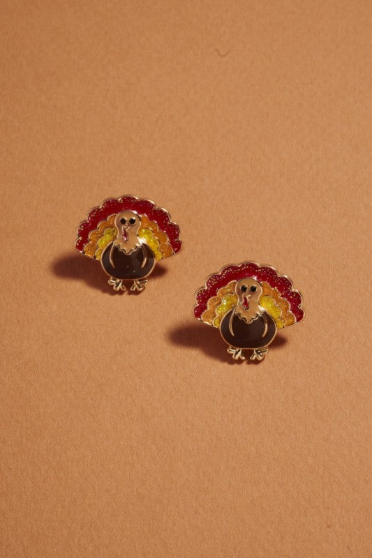 Fanned Turkey Tail Stud Earring