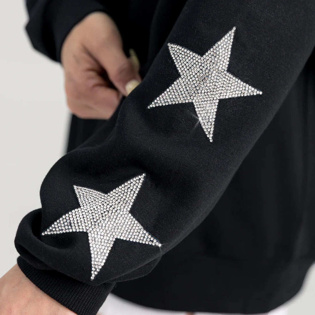 UCF Rhinestone Star Sleeve Pullover-Black
