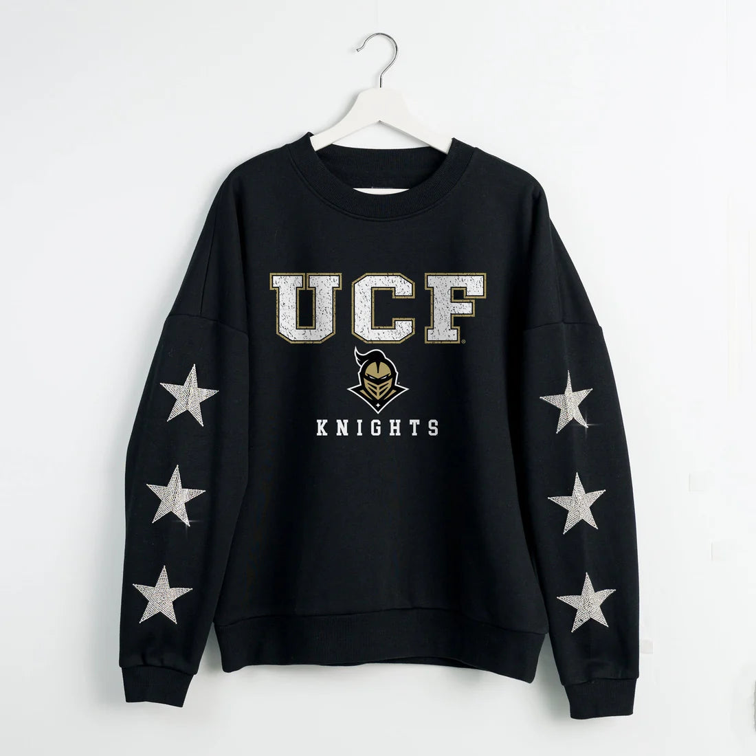 UCF Rhinestone Star Sleeve Pullover-Black